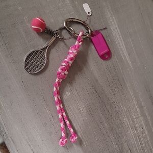 Pink and Silver Tennis Keychain